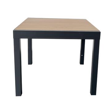 Tavolo da Esterno con Piano Color Legno Allungabile 90/180x90 h75 cm Halo in Alluminio e DPC