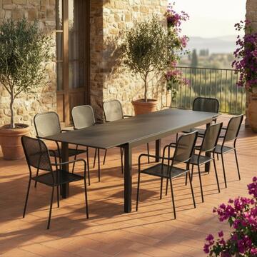Tavolo da Esterno con Piano Grigio Allungabile 160/240x100 h75 cm Sven in Alluminio e DPC