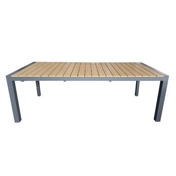 Tavolo da Esterno con Piano Allungabile Effetto Doghe Color Legno 160/240x100 h75 cm Taras in Alluminio e DPC