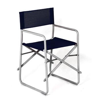 Sedia regista blu comoda e pieghevole, ideale per l'esterno