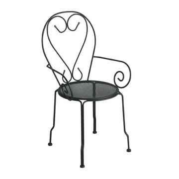 Sedia da giardino in metallo nero Dinky con braccioli