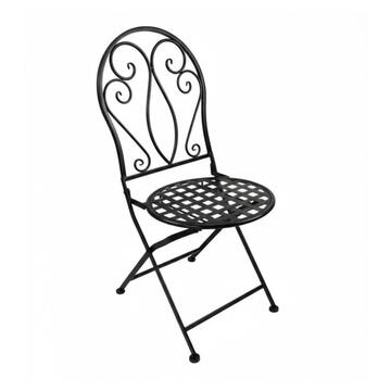 Sedia Bistrot Pieghevole in Ferro Verniciato Nero Iskam 50,5x39 h93 cm Stile Mediterraneo