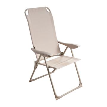 Sedia Sdraio Reclinabile Beige Tex con Braccioli e...