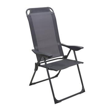 Sedia Sdraio Reclinabile Grigia Tex con Braccioli e Struttura in Metallo Verniciato 58x63 h108 cm Marino Fa Mercato
