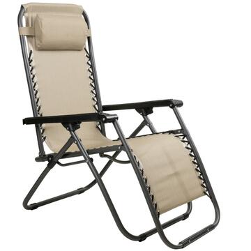 Poltrona sdraio da giardino Merida beige con poggiatesta...