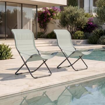 Poltrona Sdraio Fiesta Salvia Reclinabile 60x90 h100 cm,  Sedia Relax da Giardino Richiudibile Made in Italy