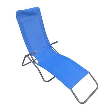 Sdraio da Esterno in Textilene Blu con Struttura in Acciaio Verniciato 137x57 h97 cm Playa Marino Fa Mercato