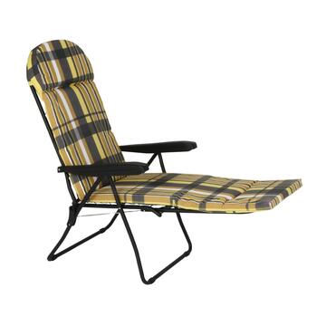 Sdraio da Esterno Reclinabile Gialla con Poggiapiedi Estraibile Sofia 54x180 h110 cm Fantasia Scozzese Marino Fa Mercato