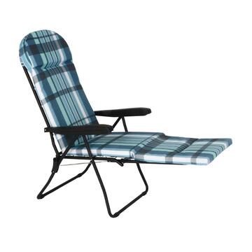 Sdraio da Esterno Reclinabile Blu con Poggiapiedi Estraibile...