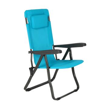 Sedia Sdraio Reclinabile Azzurra Vela con Cuscino e...