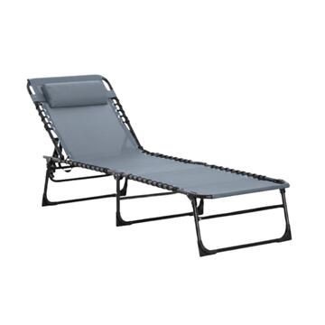 Lettino Prendisole Pieghevole Espana Antracite con Cuscino e Struttura in Metallo da Giardino 57x178 h80 cm