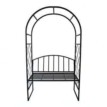Panchina da Esterno Gaber in Ferro Verniciato Nero 115x45 h208 cm - per Giardino, Cortile, Veranda