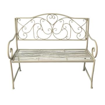 Panchina Romancy in Ferro Verniciato Crema - 116x45 h97 cm - Shabby Chic -  per Veranda, Terrazza, Balcone, Giardino Panchina Romancy in Ferro Verniciato Crema - 116x45...