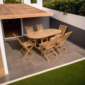 Tavolo da giardino in legno ovale allungabile 120/170