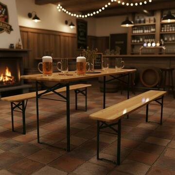 Set Birreria Olut in Legno 200x70 h76 cm - con Gambe... - Marino Fa Mercato