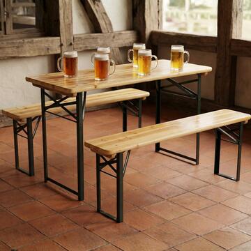 Set Birreria Petit in Legno 117x56 h76 cm - con Gambe in Metallo - per Birreria, Sagre, Catering, Eventi, Ristoranti