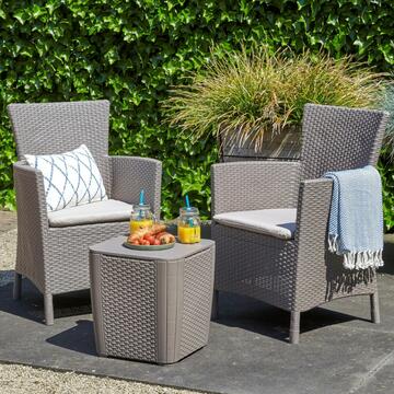 Set salottino da giardino Iowa 2 poltrone e tavolino cappuccino, Keter