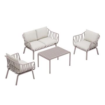 Set da Giardino 4 Posti in Polipropilene Anti-UV Tortora... - Marino Fa Mercato