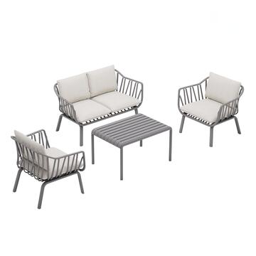 Set da Giardino 4 Posti in Polipropilene Anti-UV Antracite... - Marino Fa Mercato