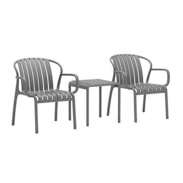 Set da Esterno Moderno 2 Posti in Polipropilene Antracite Anti-UV Viburno - 2 Sedie + Tavolino