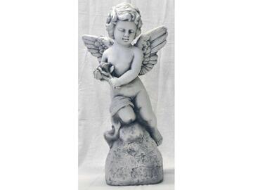Statua angelo con fiore in poliresina. - Marino fa Mercato