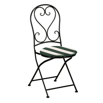 Cuscino tondo Garda verde a righe per sedia da esterno
