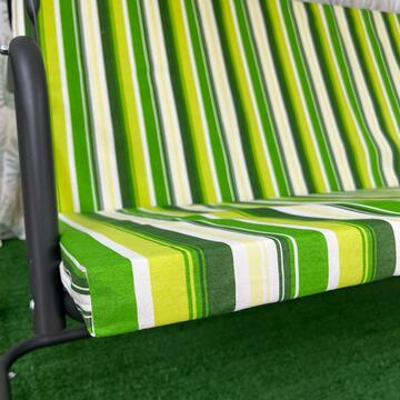 Cuscino dondolo giardino 3 posti + cappotta riga verde 150 cm
