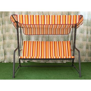 Cuscino dondolo giardino 3 posti + cappotta riga arancione 150 cm