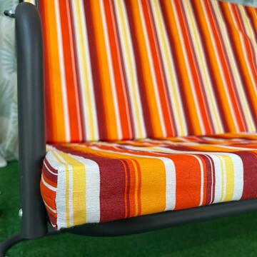 Cuscino dondolo giardino 3 posti + cappotta riga arancione 150 cm