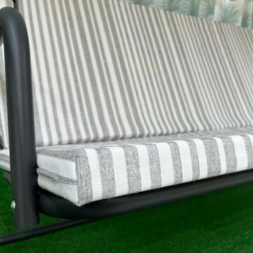 Cuscino dondolo giardino 4 posti + cappotta riga grigio 175 cm